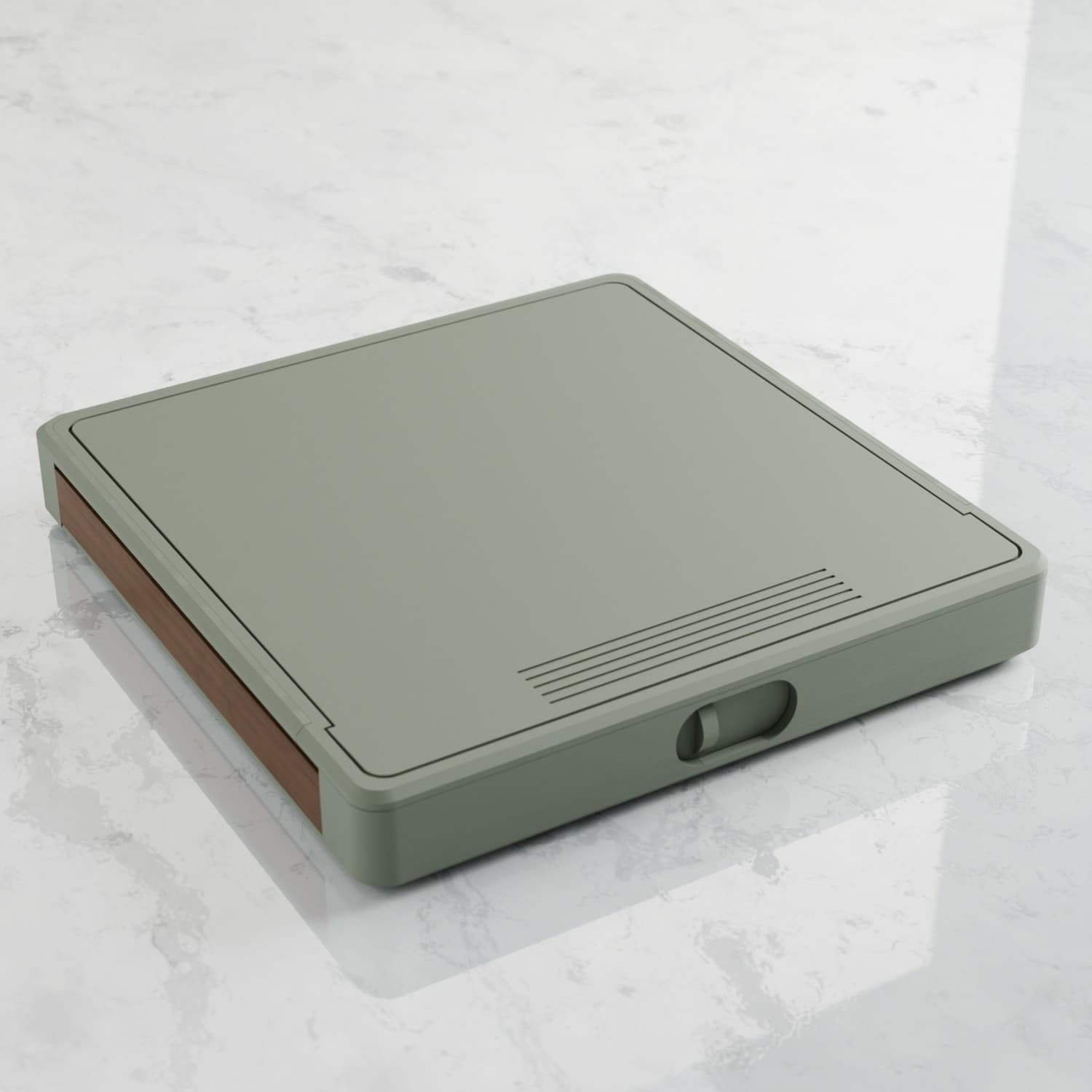 Closed sage case angled view